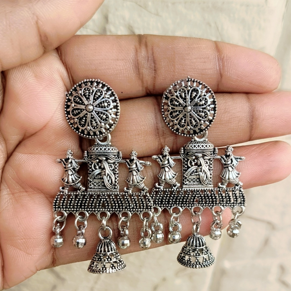 16 Pairs stylish oxidised Earrings set for women - Trendy & Ethnic Jewellery Collection - Image 11