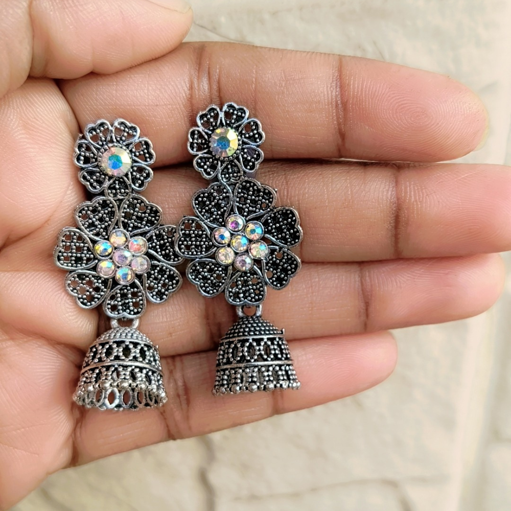 16 Pairs stylish oxidised Earrings set for women - Trendy & Ethnic Jewellery Collection - Image 14