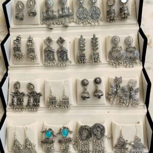 16 Pairs stylish oxidised Earrings set for women – Trendy & Ethnic Jewellery Collection