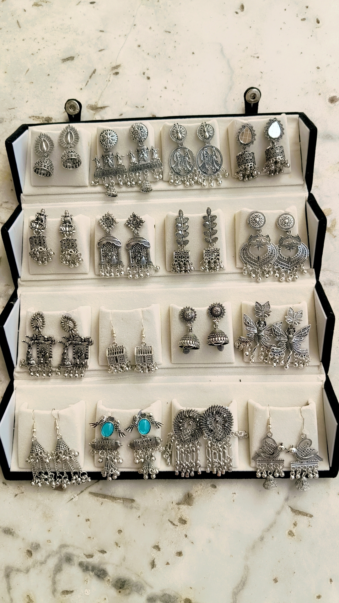 16 Pairs stylish oxidised Earrings set for women - Trendy & Ethnic Jewellery Collection