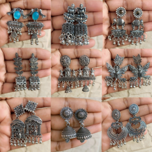 Set of 9 Must-Have Oxidised Jhumkas