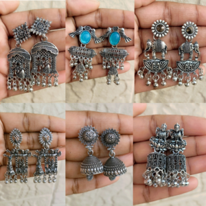 Set of 6 Must-Have Oxidised Jhumkas